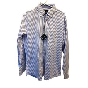 Tailorbyrd Collection Men's Blue Stripe Button Down Shirt Men's Size Large NWT